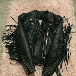 Genuine Leather Motor Fringe Jacket